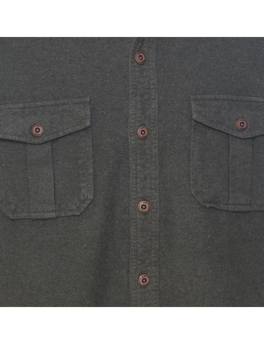 Olive Green Flannel Shirt - L