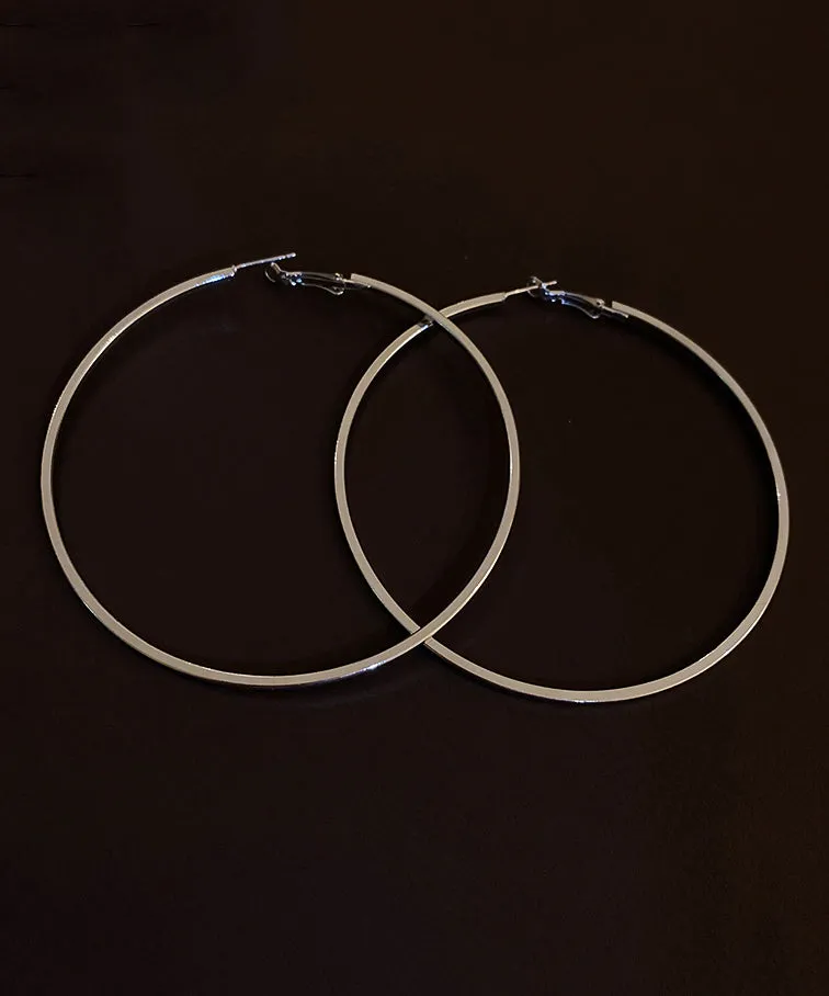 Oversize Silk Metal Circle Hoop Earrings ZZ039