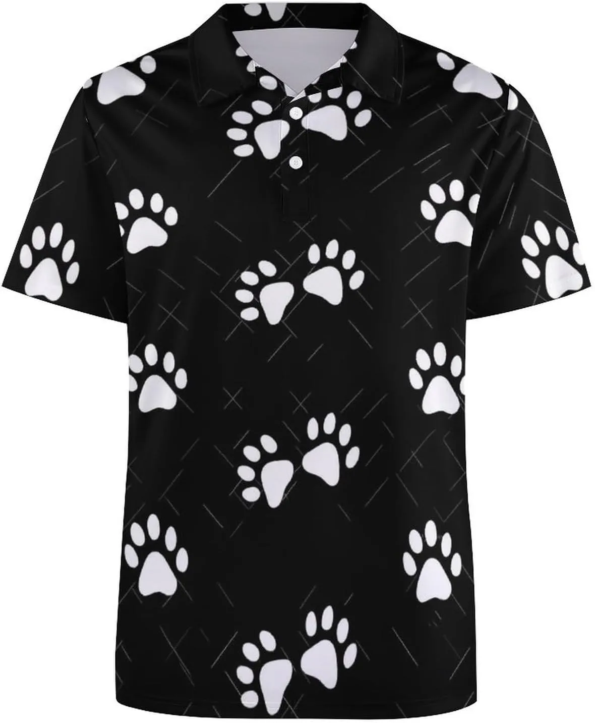 Paw And Check Twill Stripes Mens Polo Shirts Quick Dry Short Sleeve T-shirts Slim Tennis Collared Tees Tops