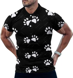 Paw And Check Twill Stripes Mens Polo Shirts Quick Dry Short Sleeve T-shirts Slim Tennis Collared Tees Tops