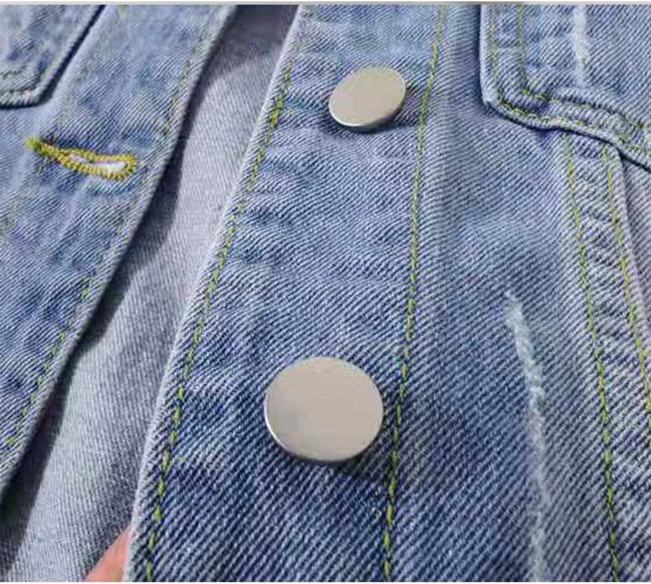 PEHMEA Women 3/4 Sleeve Denim Cropped Jacket Light Short Jean Jackets Outercoat
