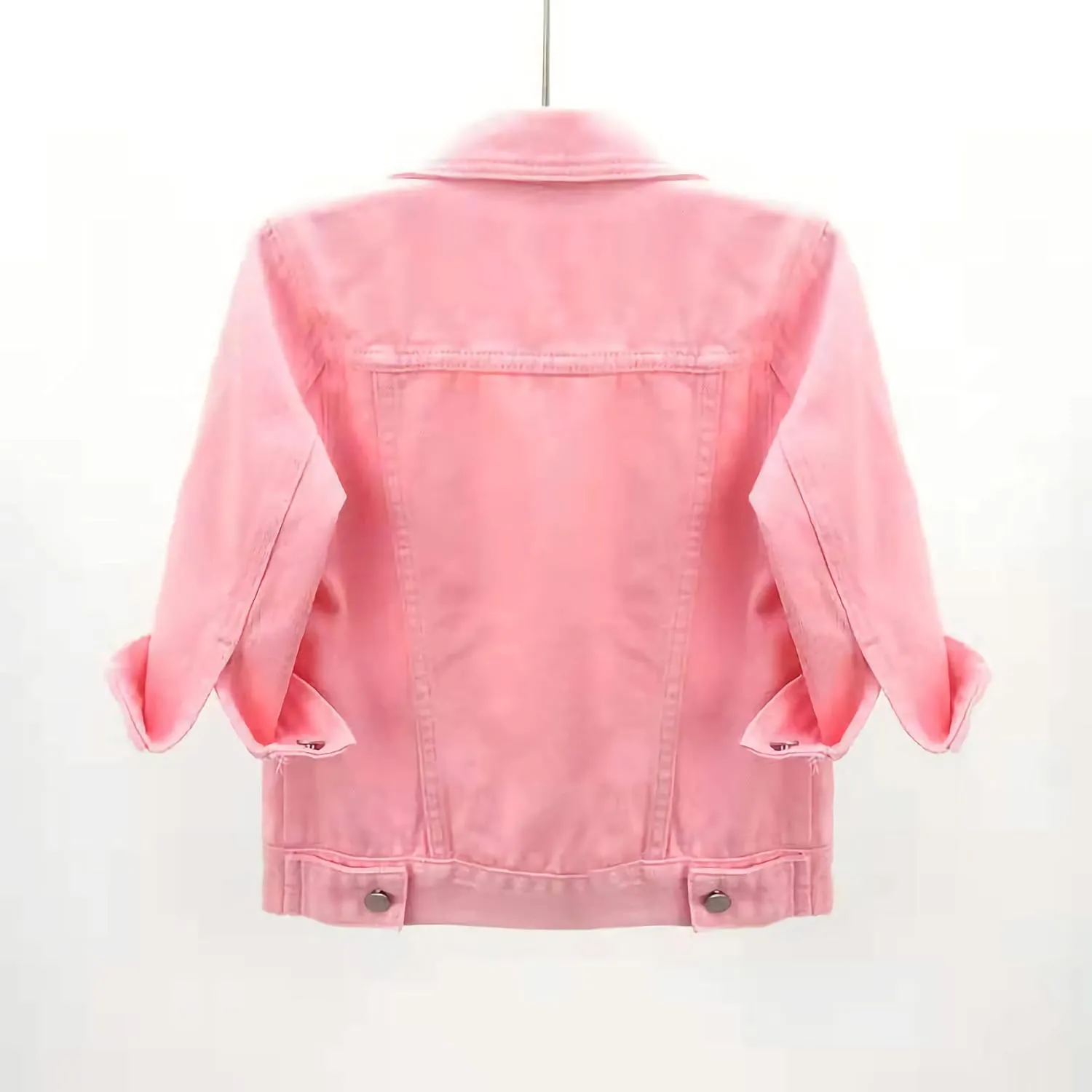 PEHMEA Women 3/4 Sleeve Denim Cropped Jacket Light Short Jean Jackets Outercoat
