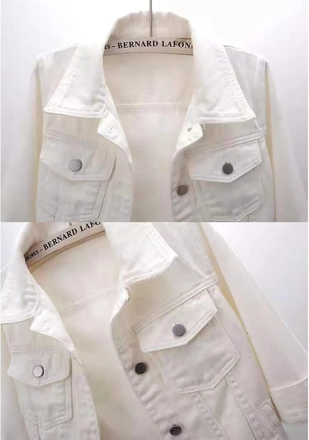 PEHMEA Women 3/4 Sleeve Denim Cropped Jacket Light Short Jean Jackets Outercoat