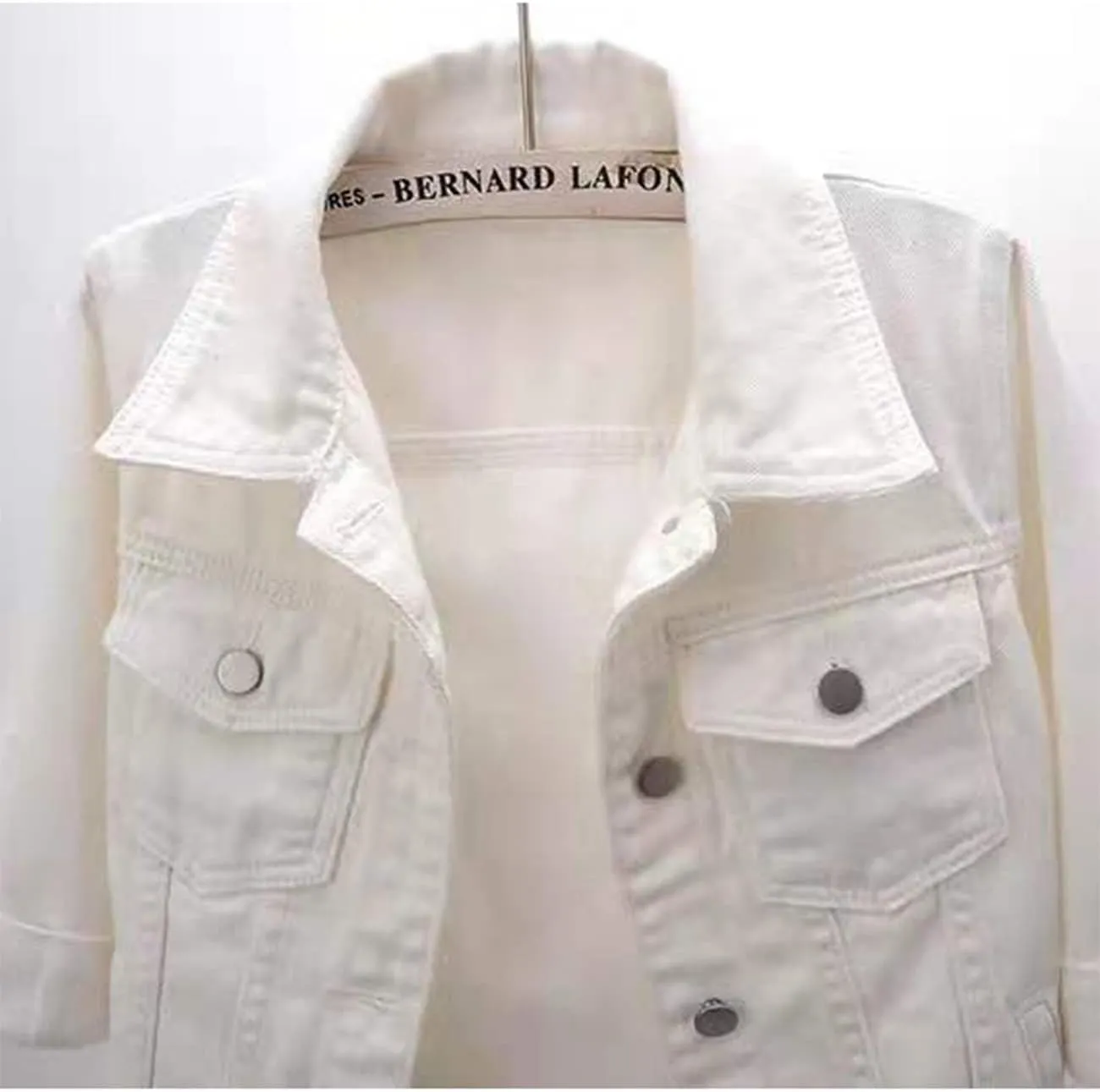PEHMEA Women 3/4 Sleeve Denim Cropped Jacket Light Short Jean Jackets Outercoat