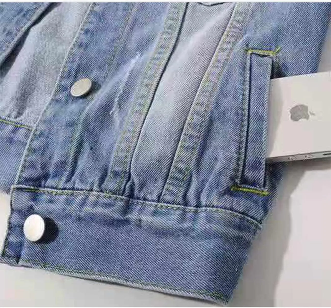 PEHMEA Women 3/4 Sleeve Denim Cropped Jacket Light Short Jean Jackets Outercoat