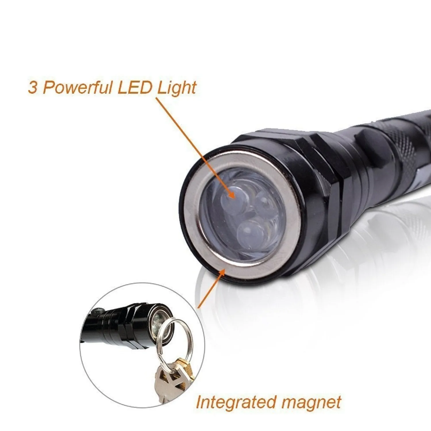Portable 3 LED Telescopic Flexible Extendable Led Flashlights Torch