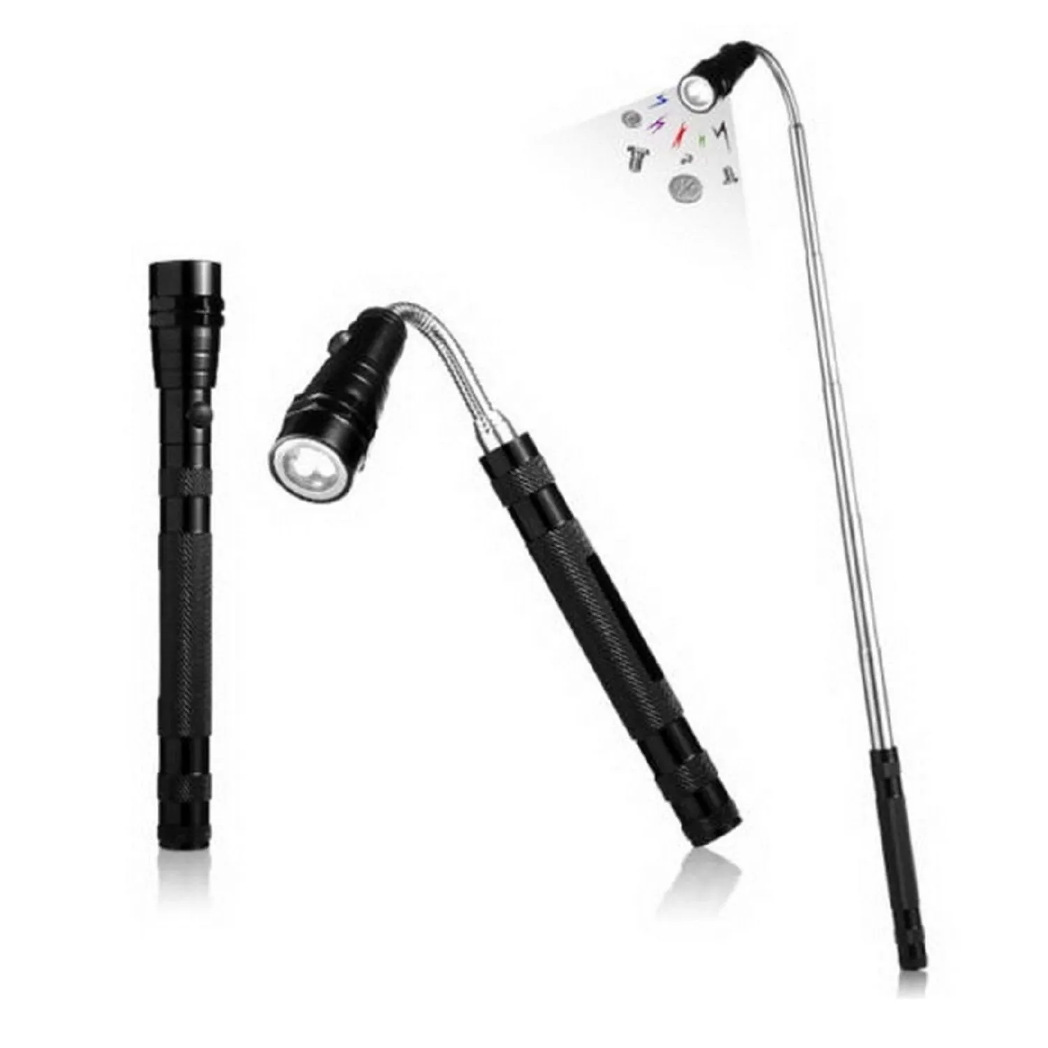 Portable 3 LED Telescopic Flexible Extendable Led Flashlights Torch