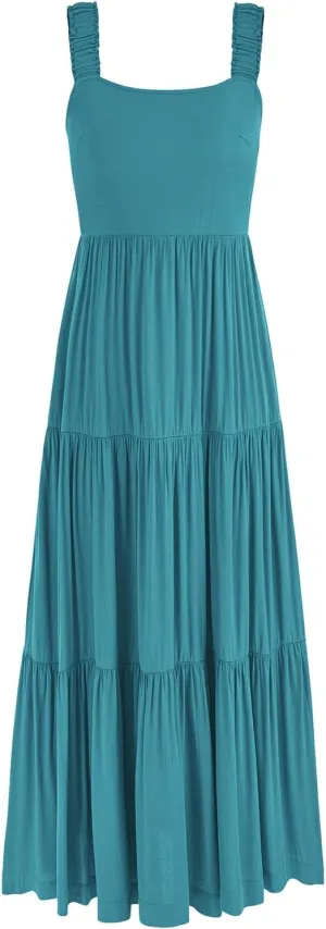 PRETTYGARDEN Women's 2025 Sun Dresses Women Summer Casual Flowy Tired Maxi Dress Backless Beach Long Dresses Tank Dress