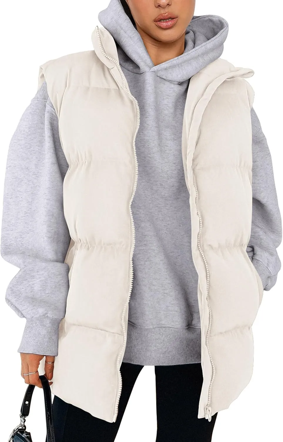 PRETTYGARDEN Women's Puffer Jacket Vests Casual Sleeveless Stand Collar Zip Up Coats Warm Winter Outerwear