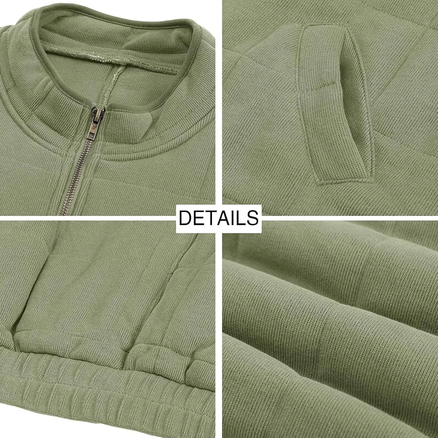 Quilted Jackets for Women Lightweight Dolman Sleeve Down Coats Zipper Padded Bomber Jackets Outwear with Pocket