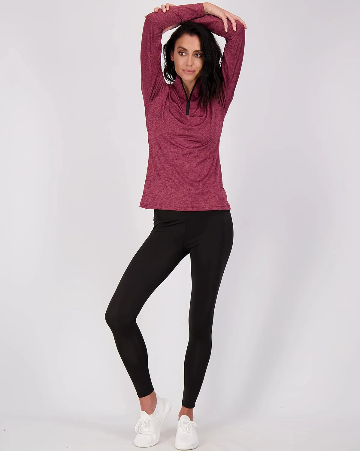 Real Essentials 3 Pack: Womens Dry-Fit Long Sleeve Quarter Zip & Full Zip Up Hoodie Workout Jacket (Available in Plus)