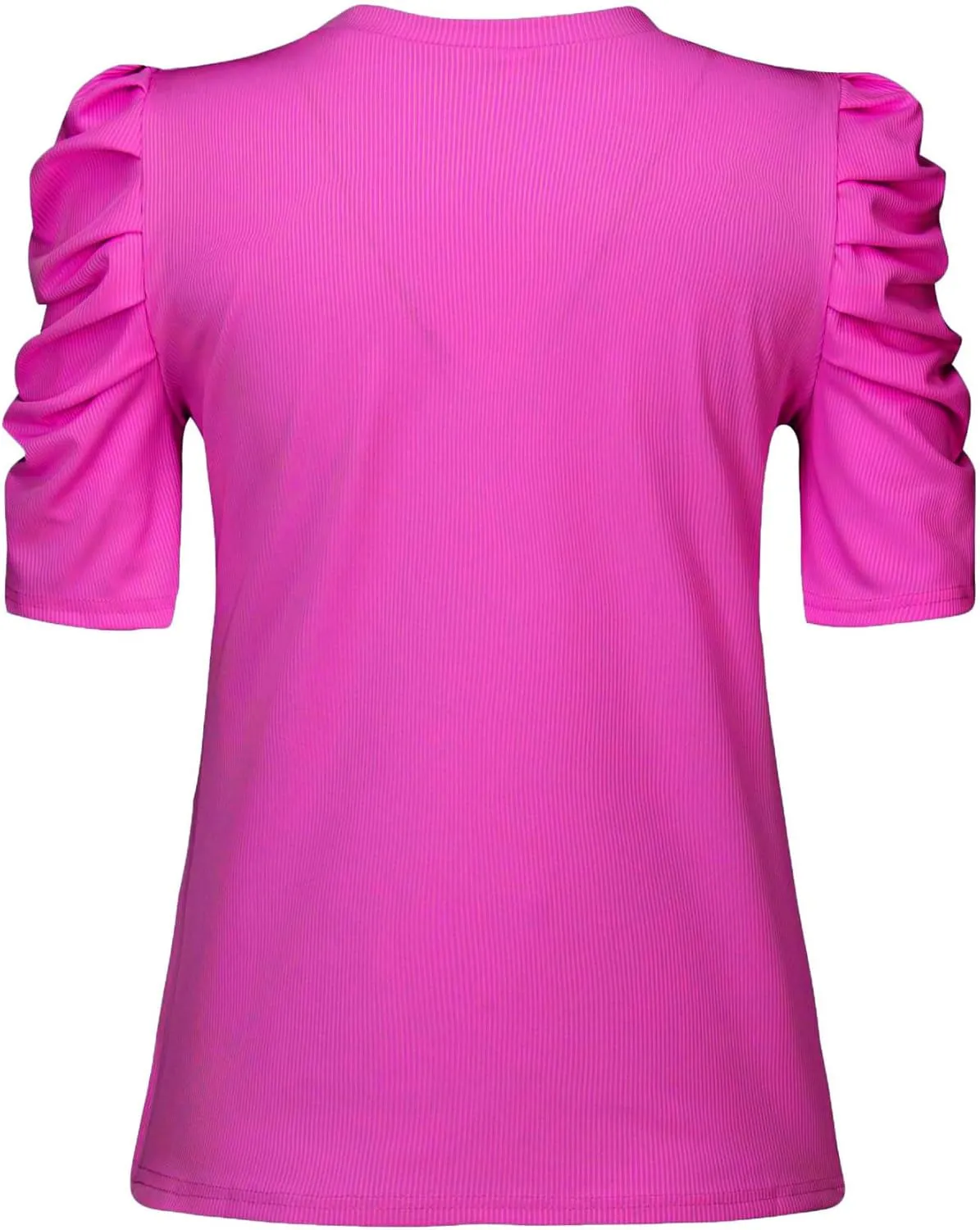 Remidoo Women's Casual Puff Short Sleeve Top Crewneck Solid Slim Fit T Shirt Blouse