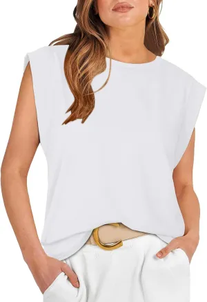 REORIA Womens Summer Cap Sleeve Cotton Tank Tops 2025 Fashion Outfits Loose Fit Dressy Basic Tees Shirts