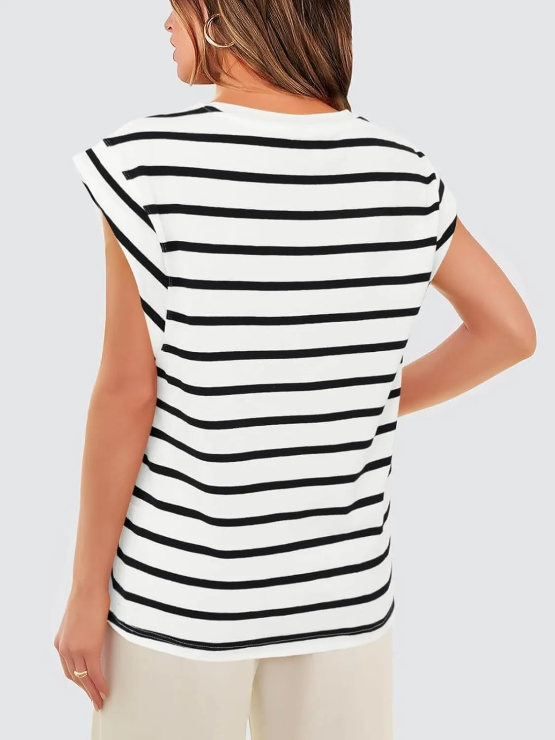 REORIA Womens Summer Cap Sleeve Cotton Tank Tops 2025 Fashion Outfits Loose Fit Dressy Basic Tees Shirts