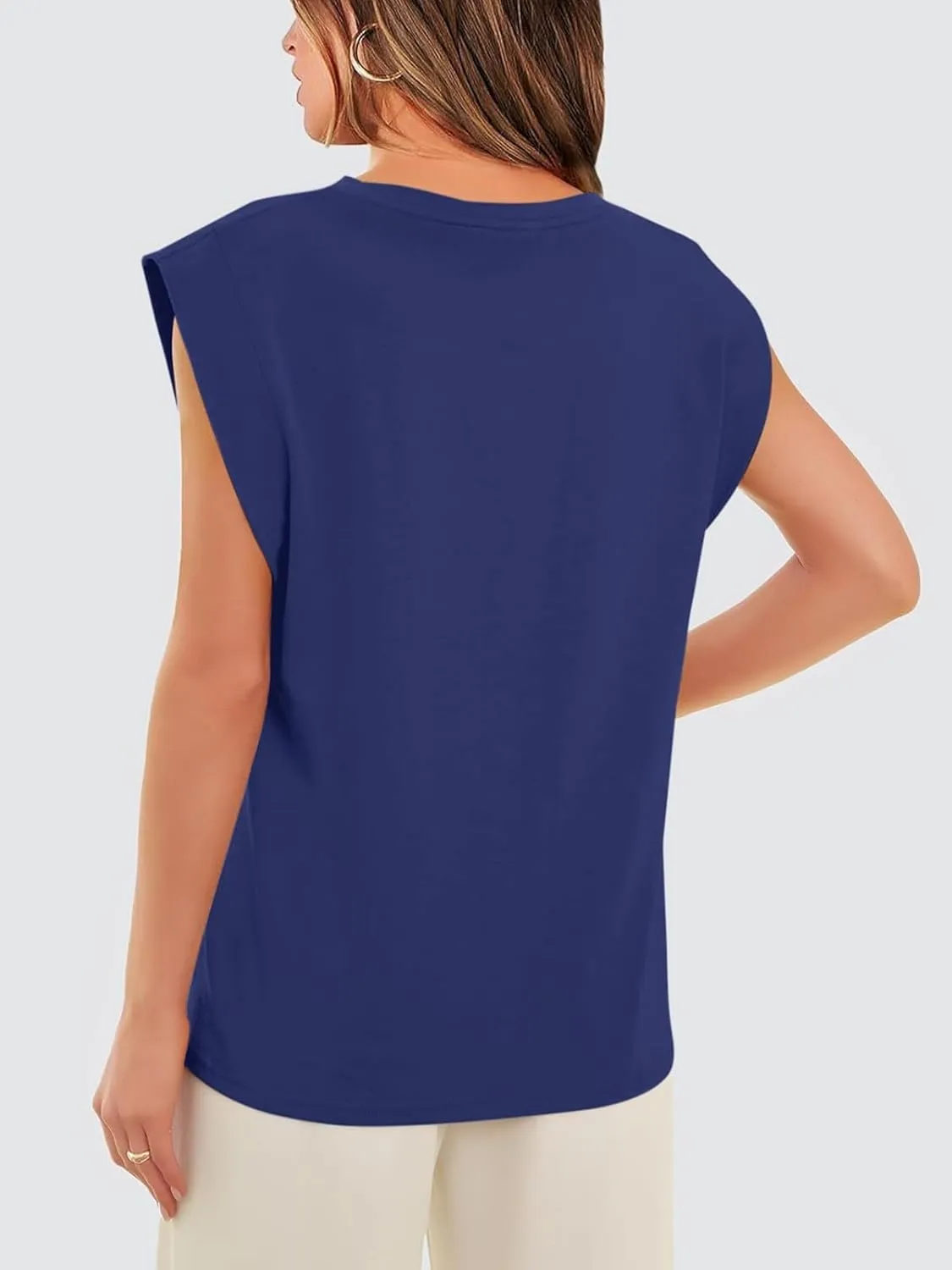 REORIA Womens Summer Cap Sleeve Cotton Tank Tops 2025 Fashion Outfits Loose Fit Dressy Basic Tees Shirts