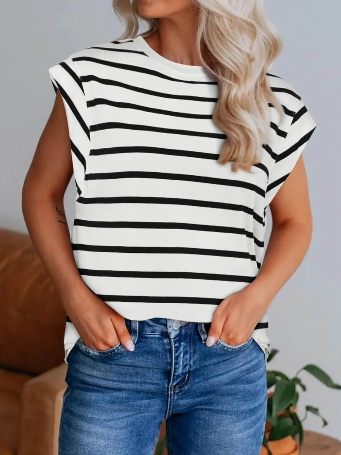 REORIA Womens Summer Cap Sleeve Cotton Tank Tops 2025 Fashion Outfits Loose Fit Dressy Basic Tees Shirts