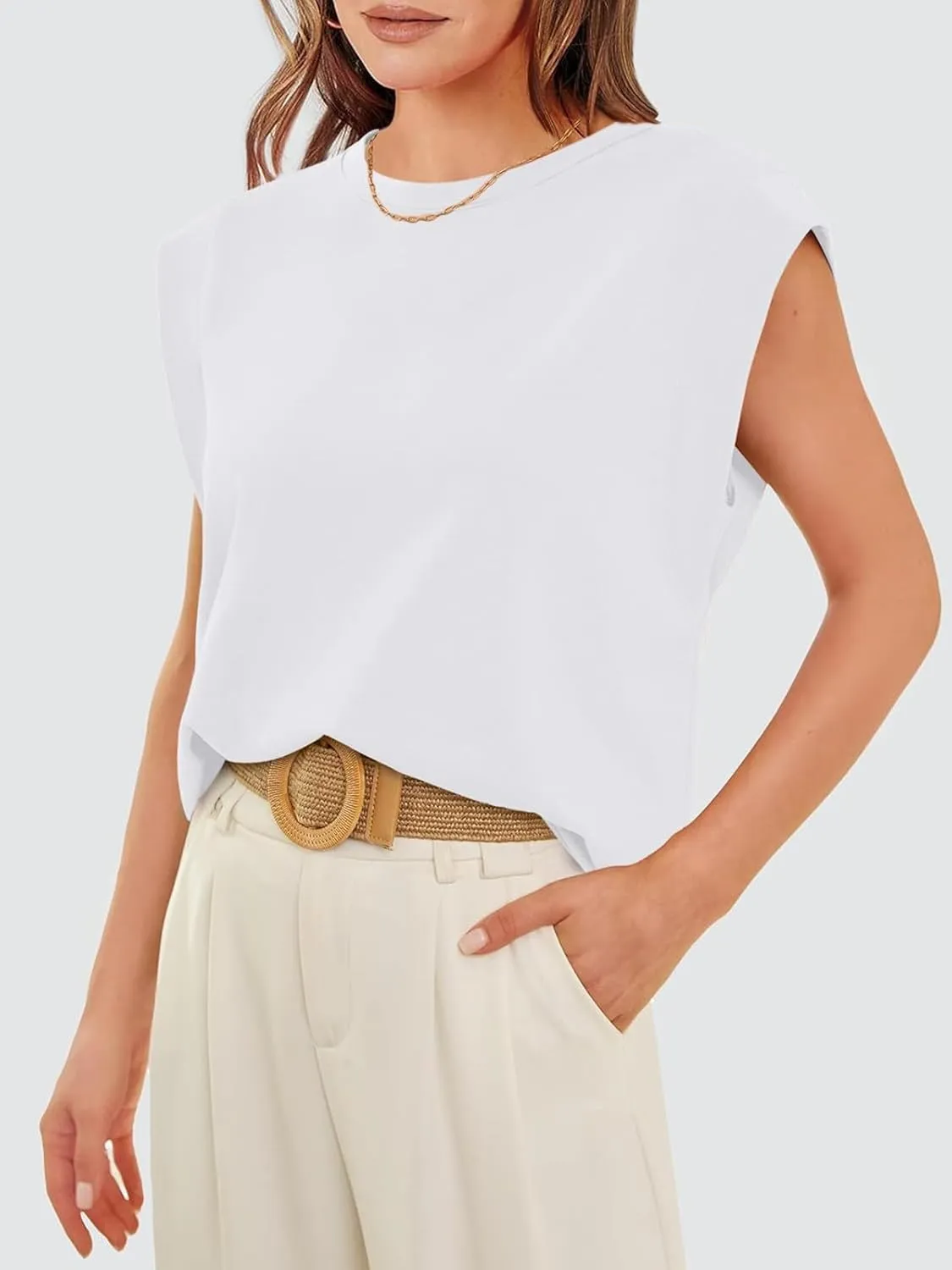 REORIA Womens Summer Cap Sleeve Cotton Tank Tops 2025 Fashion Outfits Loose Fit Dressy Basic Tees Shirts
