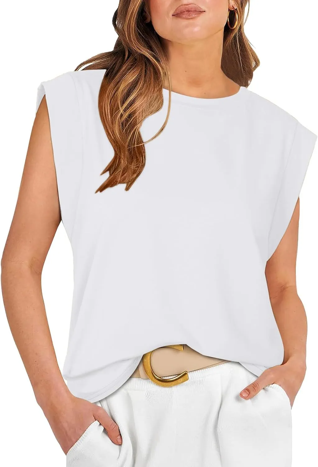 REORIA Womens Summer Cap Sleeve Cotton Tank Tops 2025 Fashion Outfits Loose Fit Dressy Basic Tees Shirts