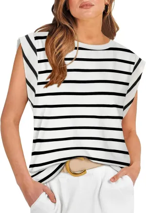 REORIA Womens Summer Cap Sleeve Cotton Tank Tops 2025 Fashion Outfits Loose Fit Dressy Basic Tees Shirts