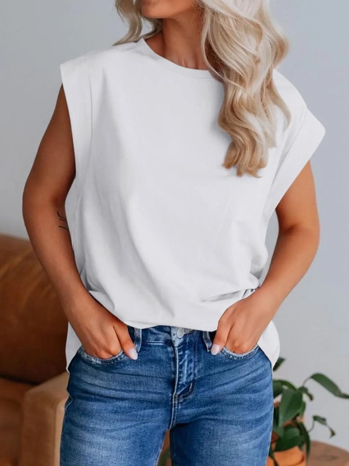REORIA Womens Summer Cap Sleeve Cotton Tank Tops 2025 Fashion Outfits Loose Fit Dressy Basic Tees Shirts