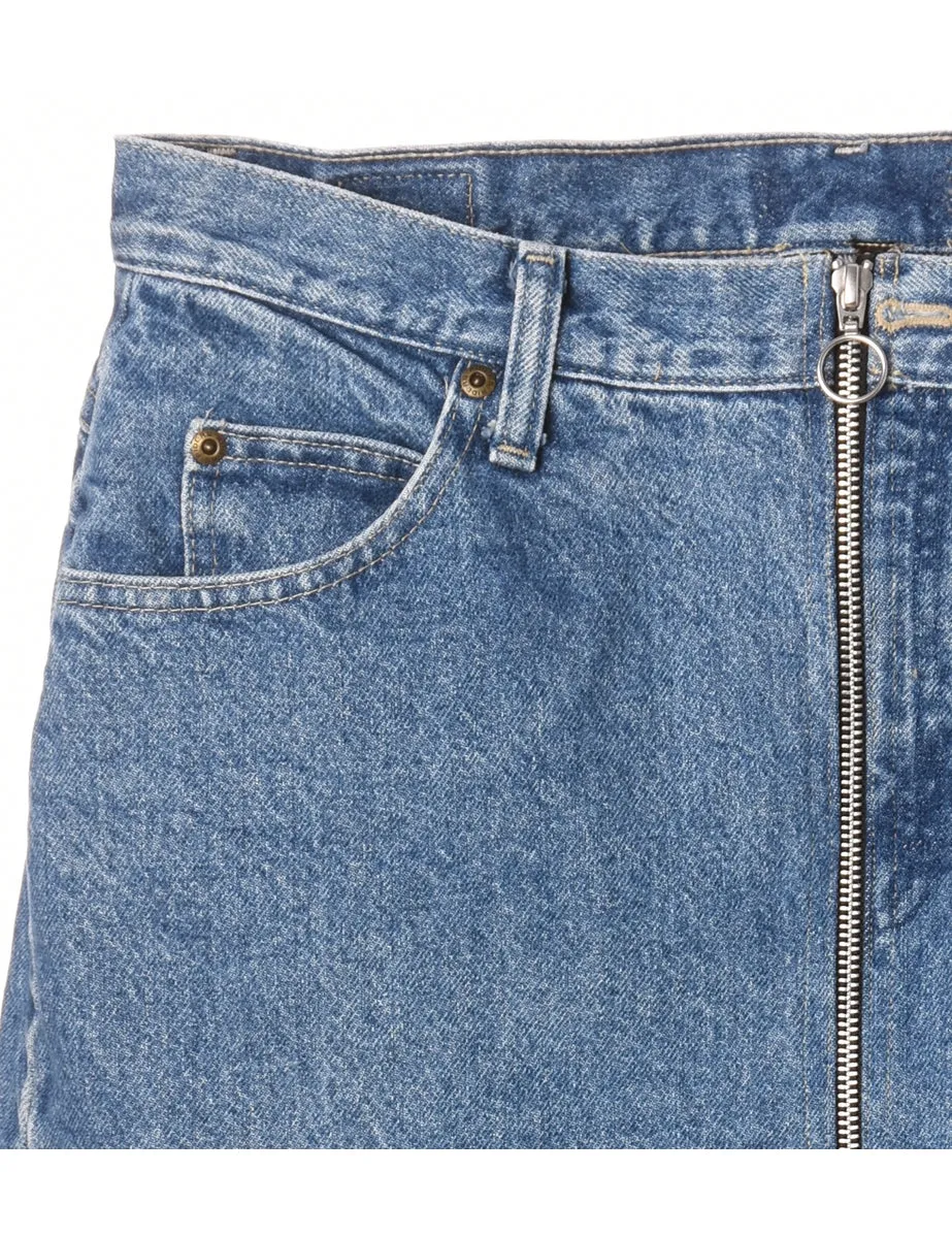 Reworked Zip Front Denim Skirt
