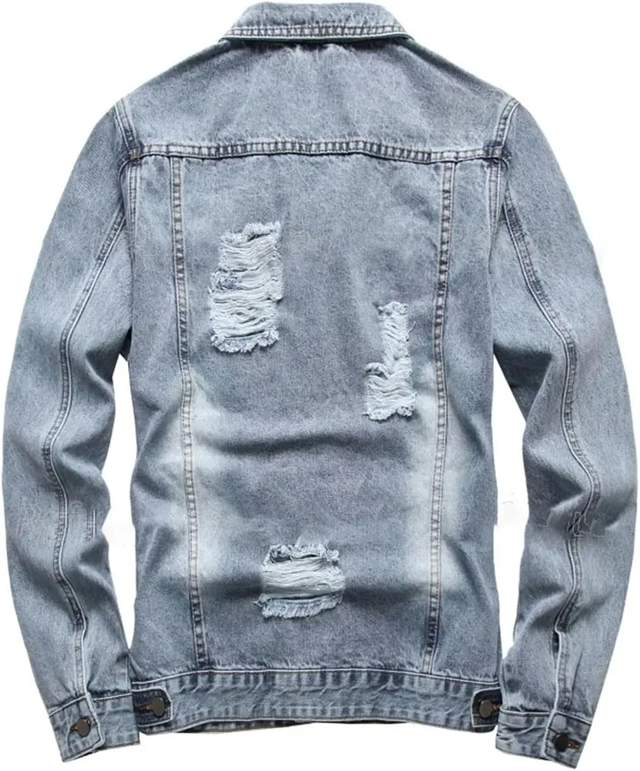 Ripped Slim-Fit Men's Pants Sets Light Blue Long Sleeve Denim Jacket And Jeans 2Pcs Set