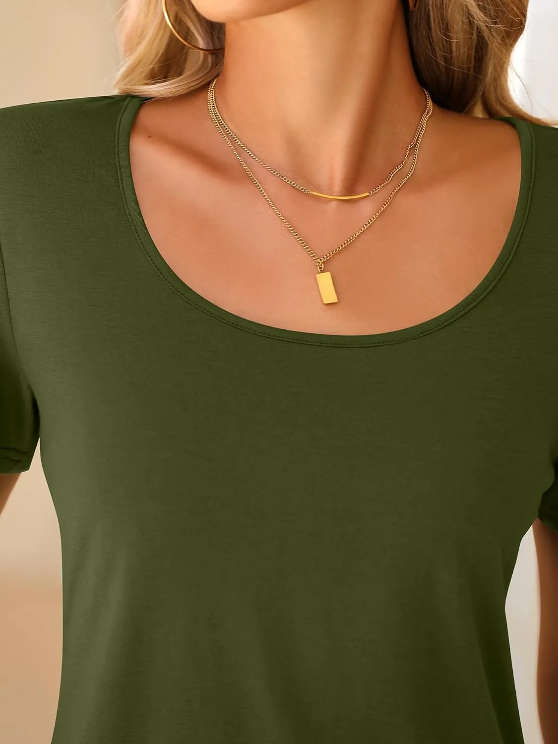 Riyiper 4 Pcs Womens Short Sleeve Shirts Scoop Neck Basic Casual T Shirts Women Basic Light Weight Layer Summer Tees