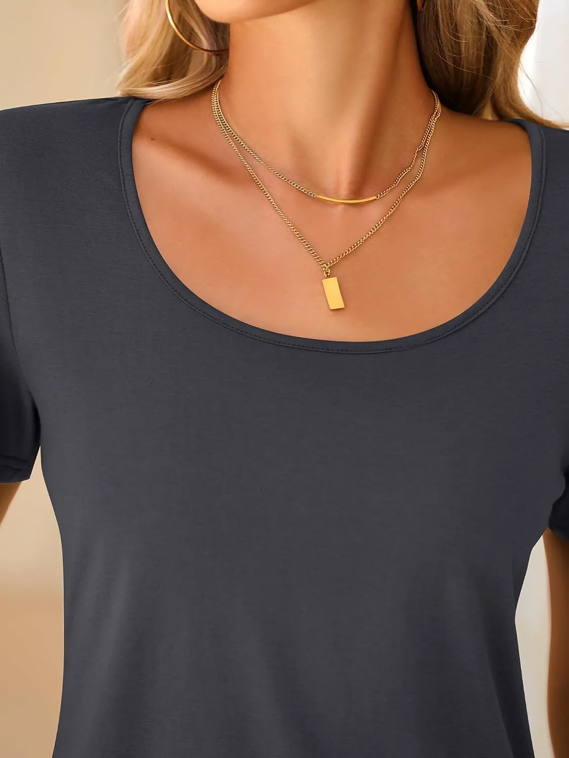 Riyiper 4 Pcs Womens Short Sleeve Shirts Scoop Neck Basic Casual T Shirts Women Basic Light Weight Layer Summer Tees