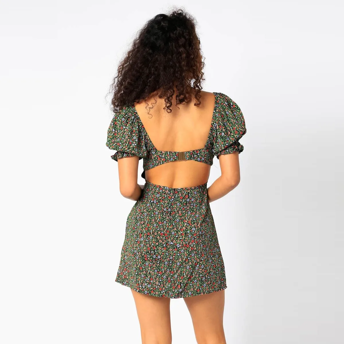 Rose Mini Dress (Black   Green)