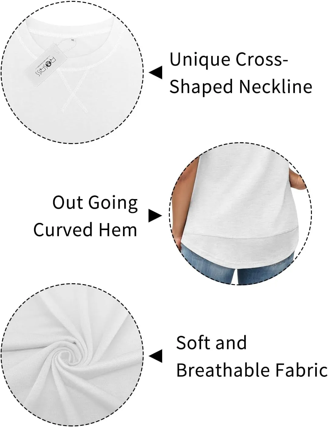 ROSRISS Plus Size Tank Tops for Women Summer Sleeveless T Shirts Loose Fit Crew Neck Tees Flowy Curved Hem Blouses XL-5XL