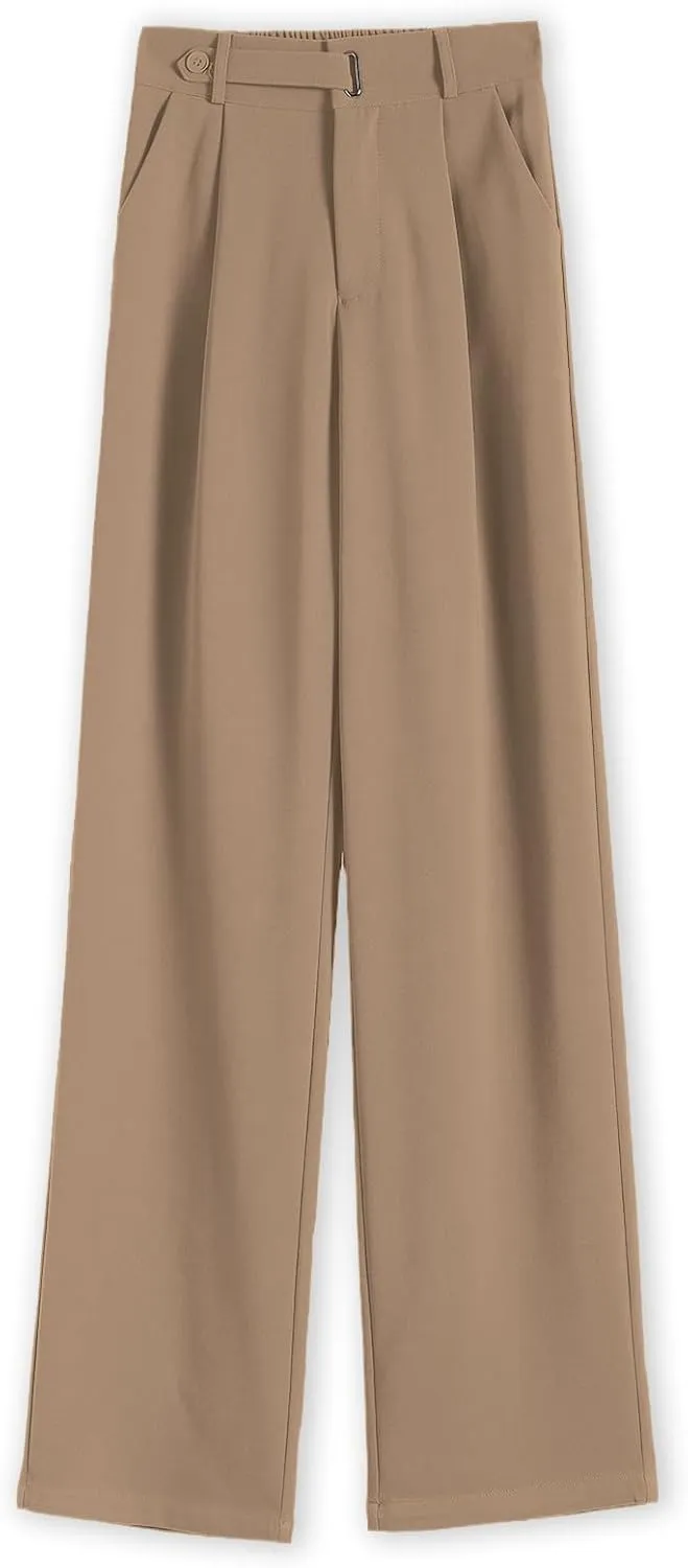 SANGTREE Womens Wide Leg Dress Pants High Waisted Long Casual Straight Trousers for Office,X-Small - XX-Large