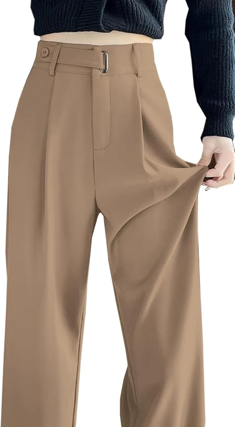 SANGTREE Womens Wide Leg Dress Pants High Waisted Long Casual Straight Trousers for Office,X-Small - XX-Large