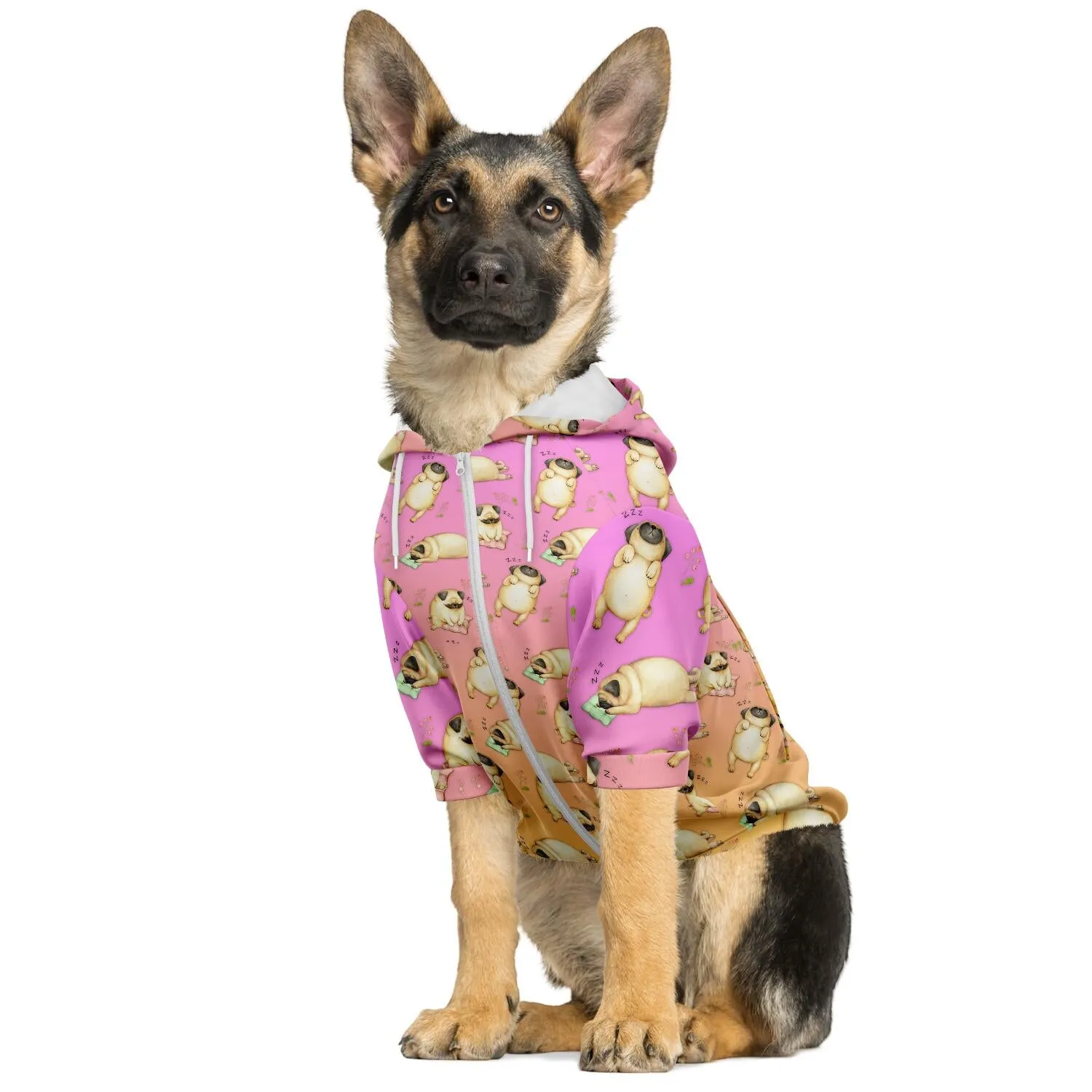 Sleeping Pugs Fleece- Lined Pastel Zip Hoodie