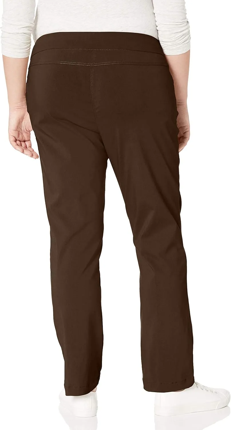 SLIM-SATION Women's Plus Size Wide Band Tall Pull-on Straight Leg Pant with Tummy Control