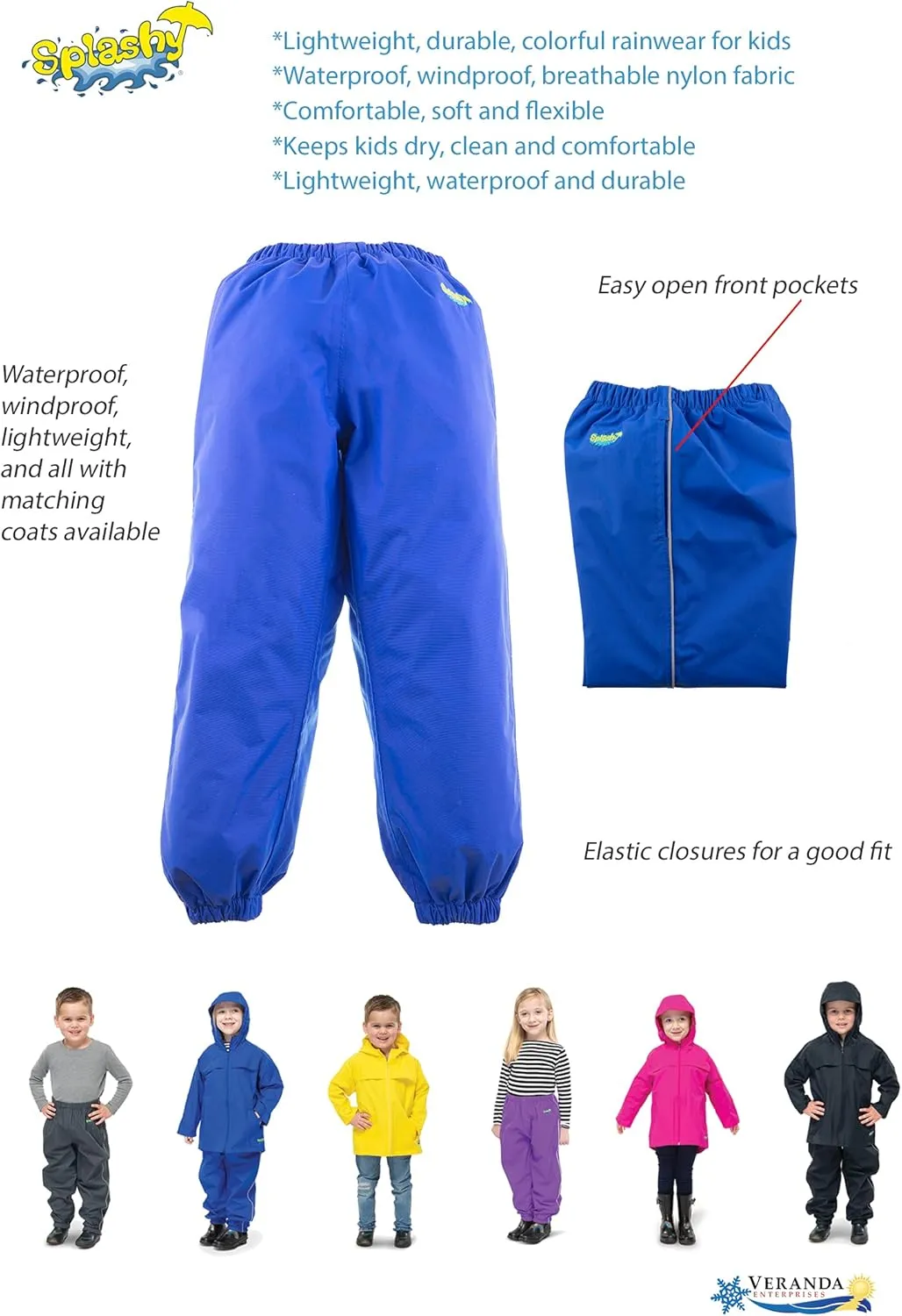 Splashy Waterproof Rain Pants for Kids