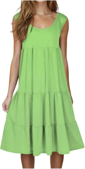 Summer Dresses for Women 2025 Casual Sleeveless Dress Plus Size Beach Sun Dresses Flowy Midi Dresses