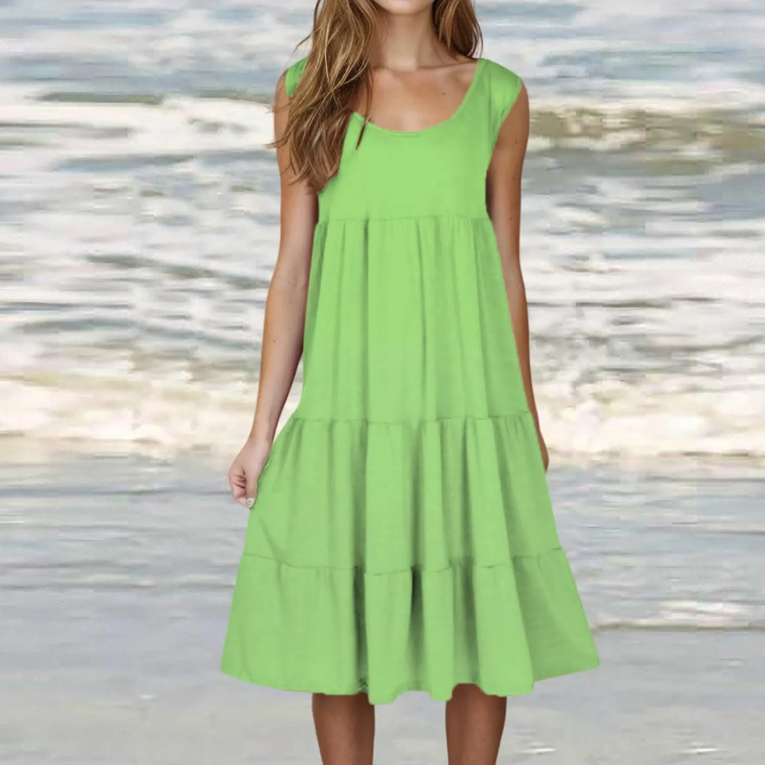 Summer Dresses for Women 2025 Casual Sleeveless Dress Plus Size Beach Sun Dresses Flowy Midi Dresses
