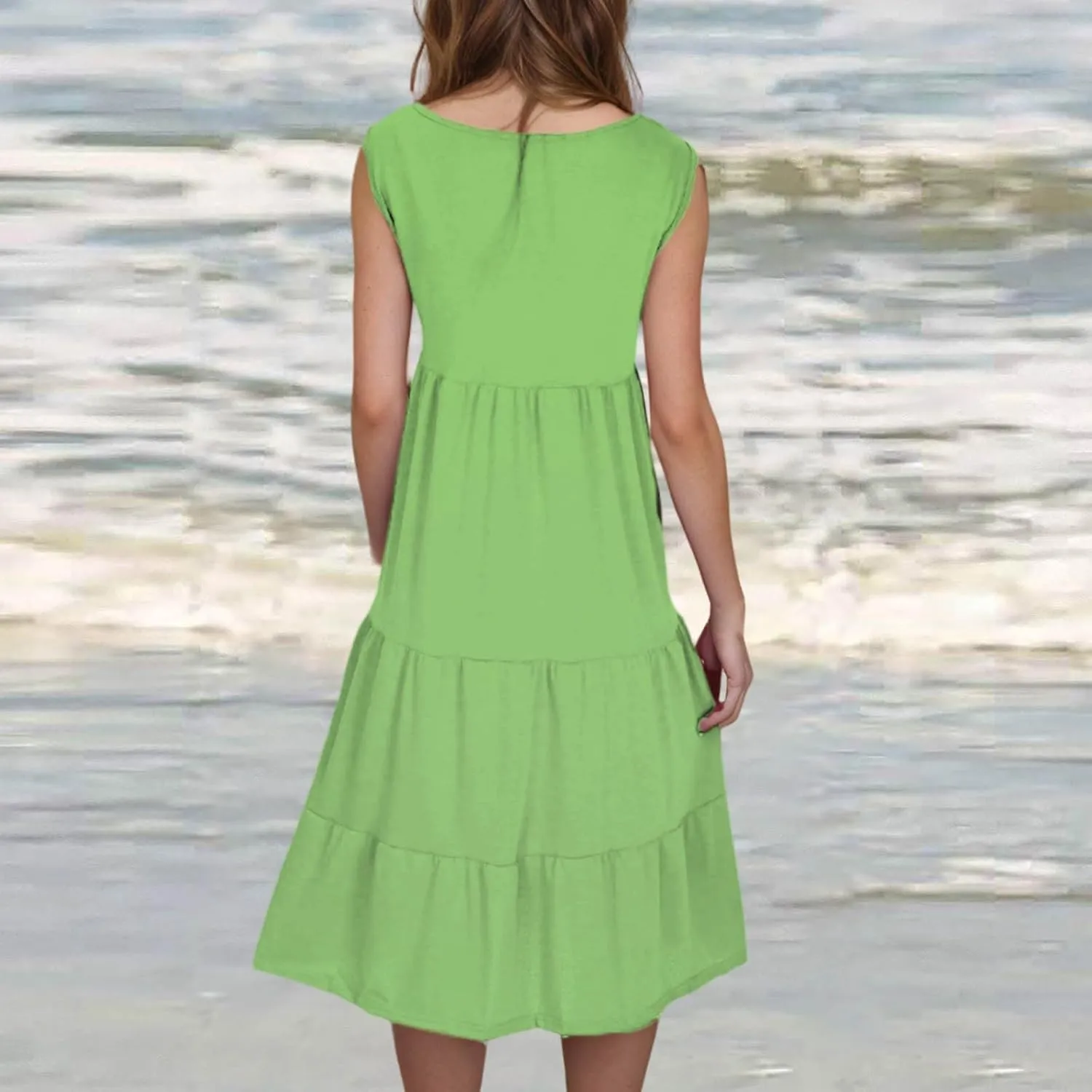 Summer Dresses for Women 2025 Casual Sleeveless Dress Plus Size Beach Sun Dresses Flowy Midi Dresses