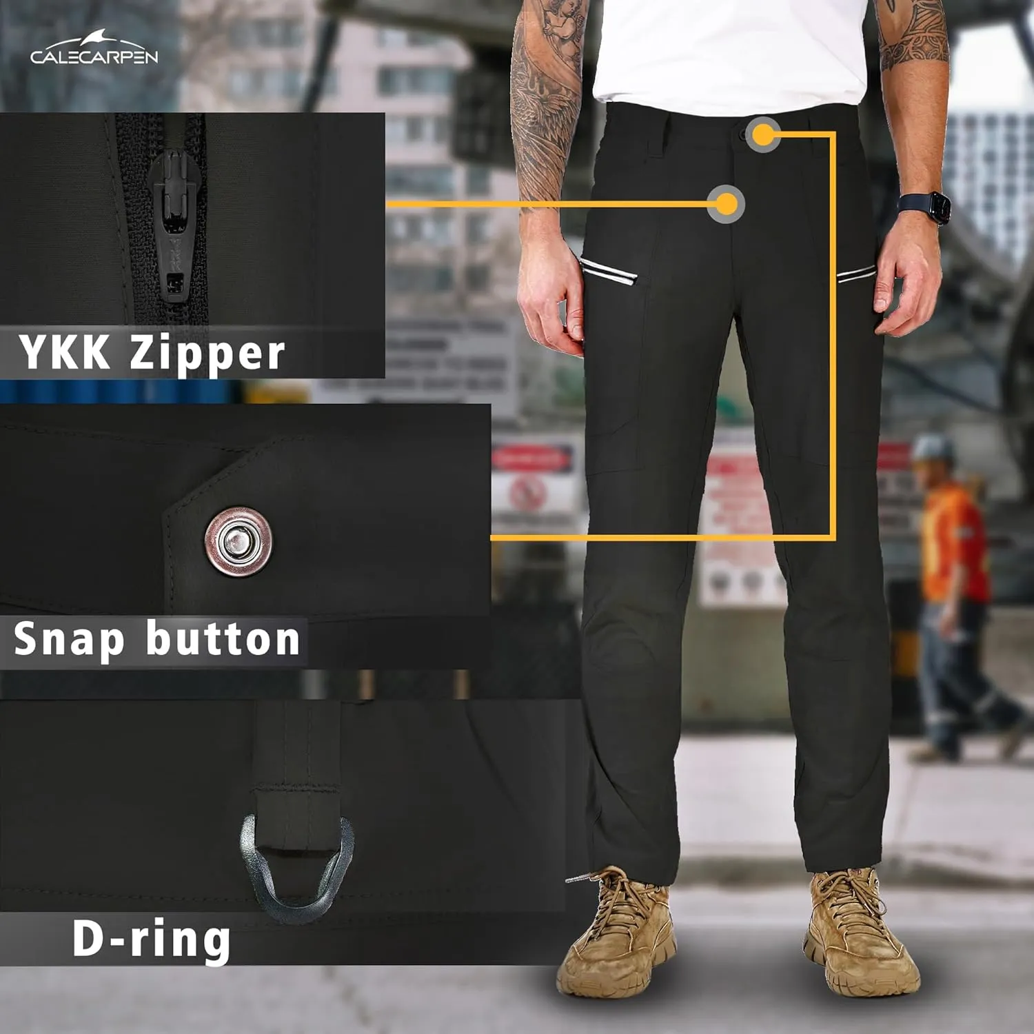 Summer Work Pants for Men Lightweight Stretch Flex Relaxed Fit Water Repellent Construction Cargo Hiking Tactical