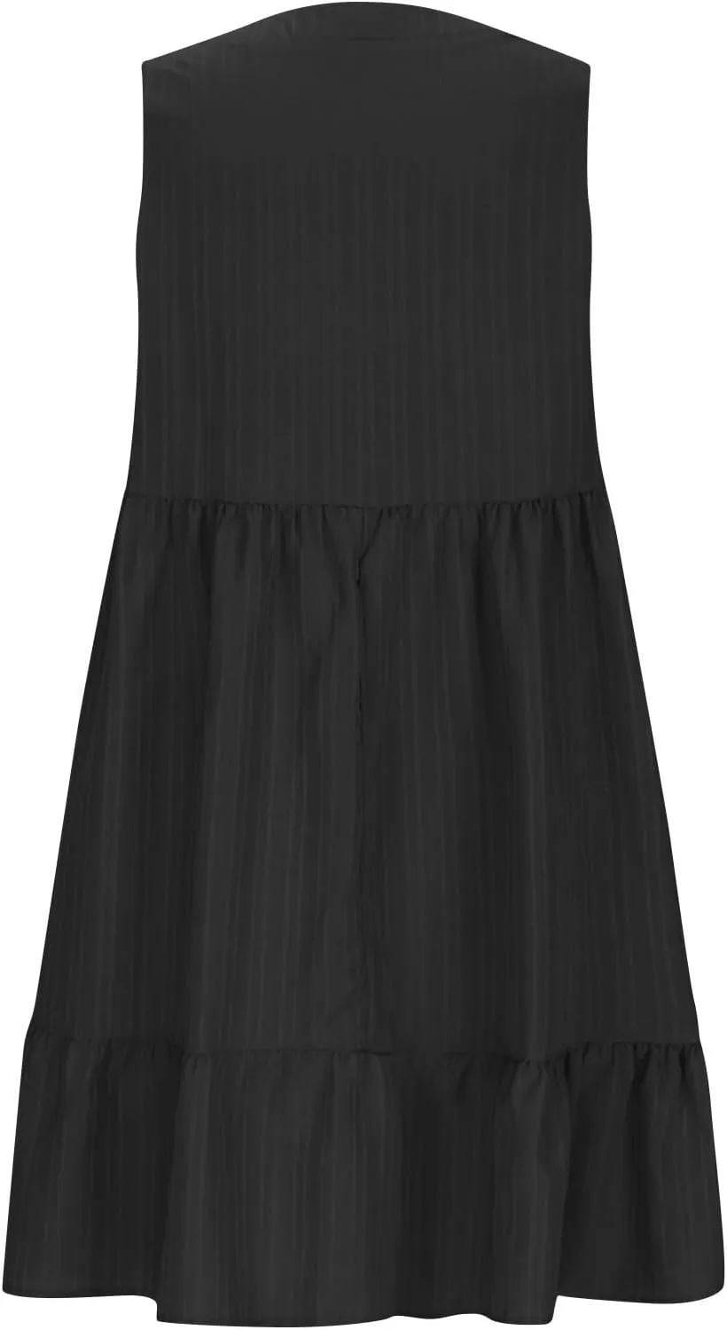 Sundresses for Women 2025 Casual Summer Beach Vacation Hawaiian Dress Pleated V Neck Tunic A Line Flowy Mini Dresses
