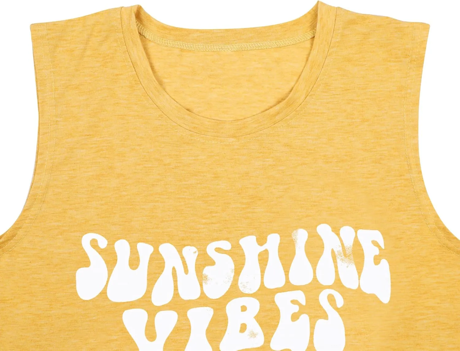 Sunshine Vibes Letter Print Vest T Shirt Women's Summer Sleeveless Graphic Tank Tops Casual Loose Workout Tees