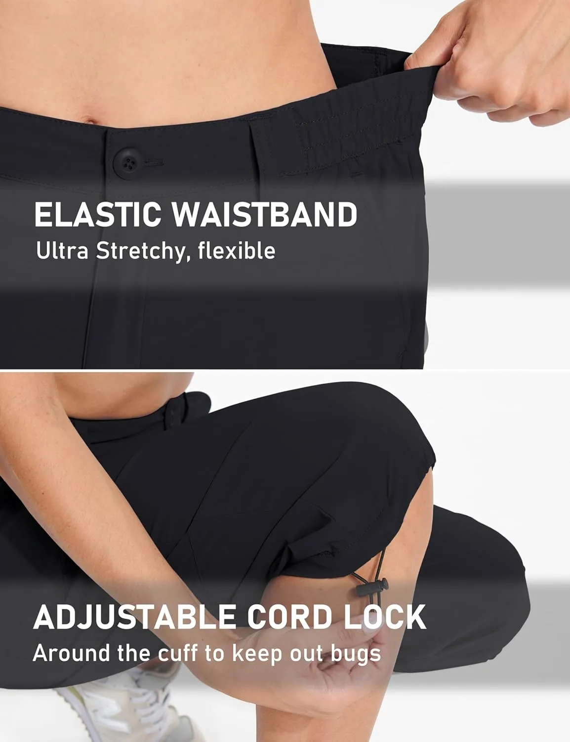 TACVASEN Women's Cargo Capris Hiking Pants Lightweight Quick Dry Travel Long Shorts Golf Casual Summer Zipper Pockets