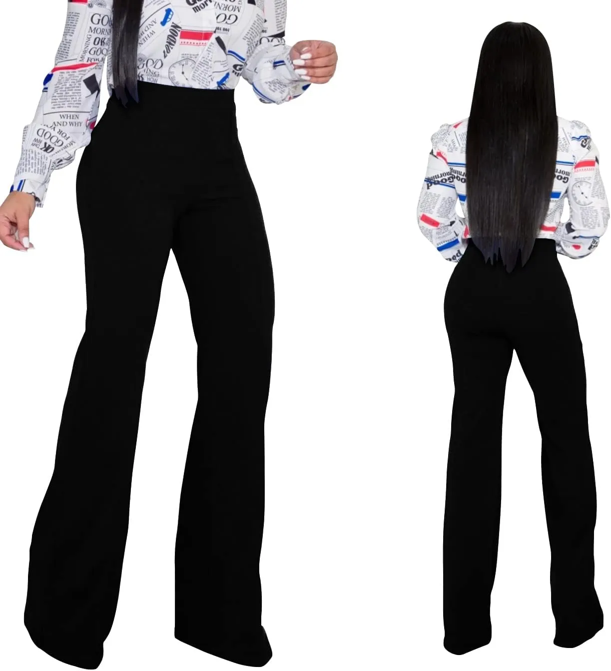 TOPSRANI Women High Waisted Dress Pants Work Trousers Slacks Bottoms Casual Pull On Long Stretch Solid Office Business