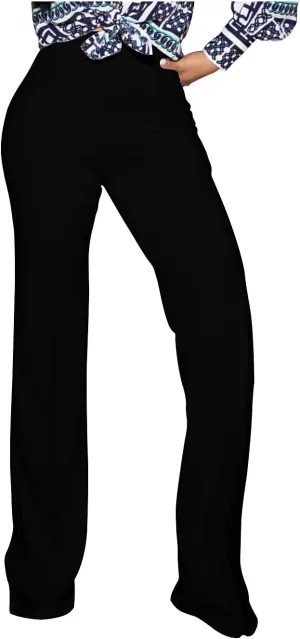 TOPSRANI Women High Waisted Dress Pants Work Trousers Slacks Bottoms Casual Pull On Long Stretch Solid Office Business