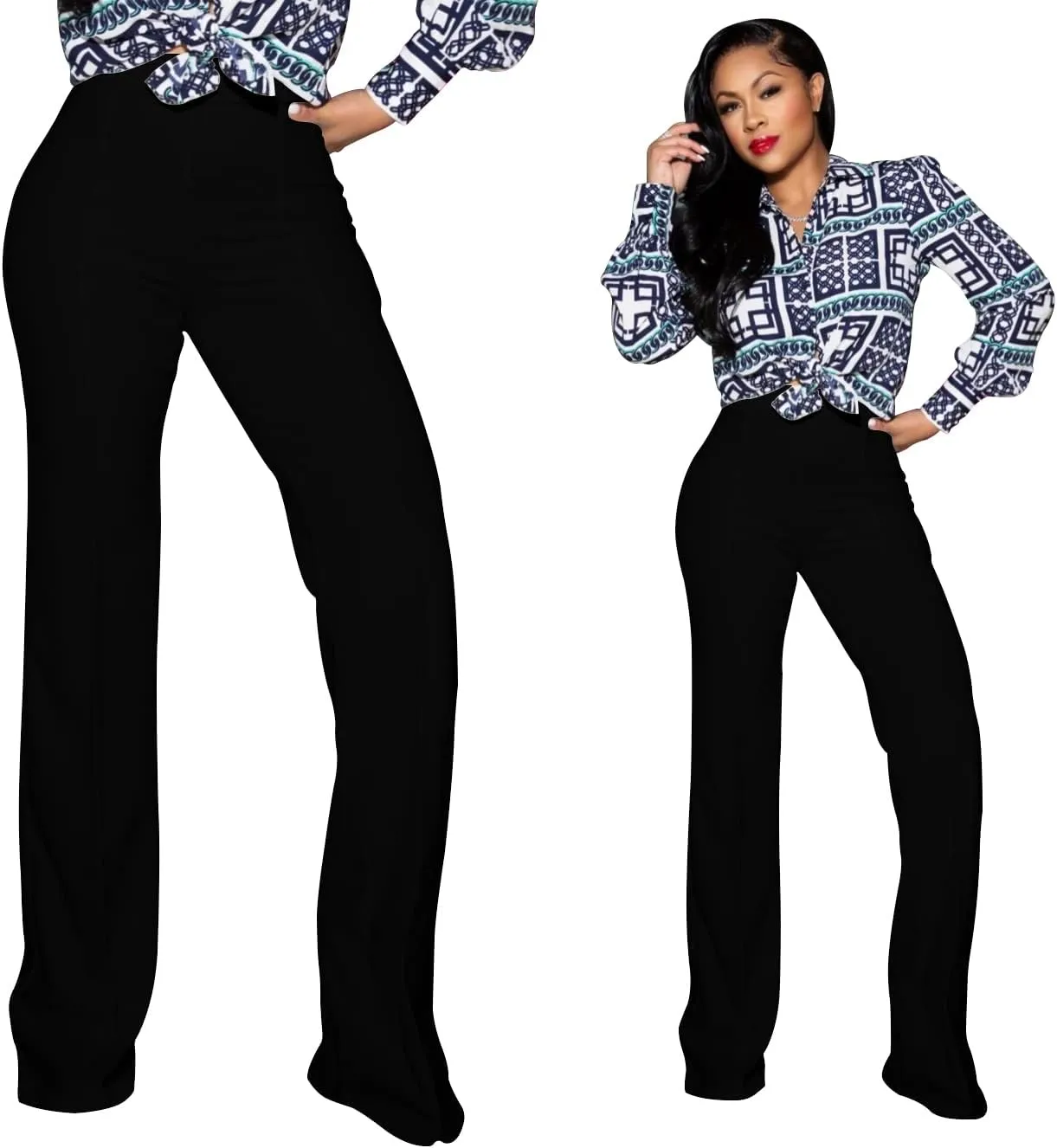 TOPSRANI Women High Waisted Dress Pants Work Trousers Slacks Bottoms Casual Pull On Long Stretch Solid Office Business