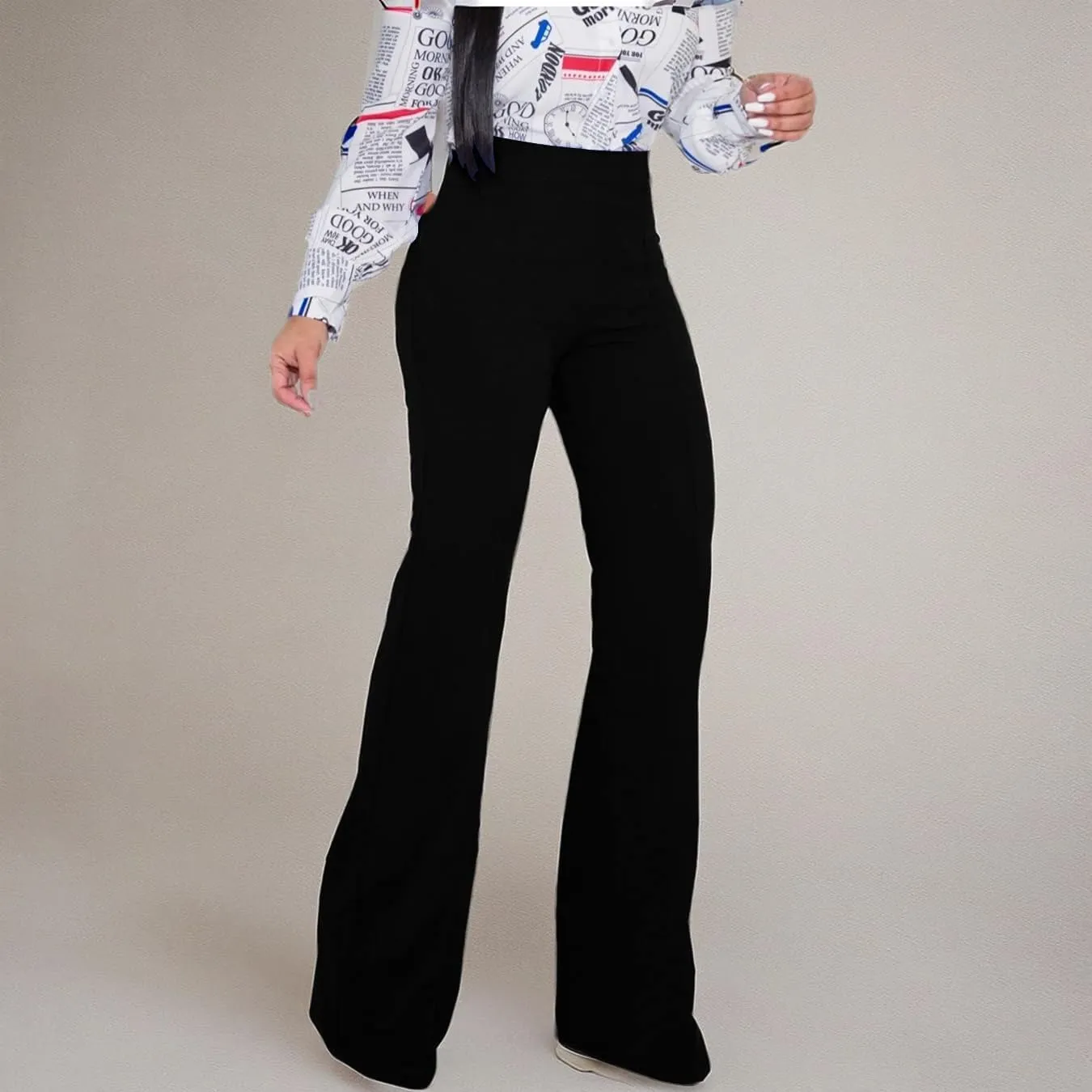 TOPSRANI Women High Waisted Dress Pants Work Trousers Slacks Bottoms Casual Pull On Long Stretch Solid Office Business