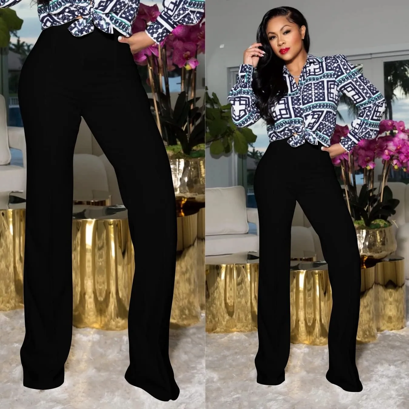 TOPSRANI Women High Waisted Dress Pants Work Trousers Slacks Bottoms Casual Pull On Long Stretch Solid Office Business