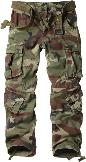 TRGPSG Men's Fleece Lined Hiking Pants, Winter Outdoor Cargo Pants, Work Ski Pants Casual Pants with 8 Pockets