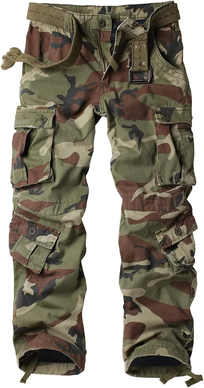 TRGPSG Men's Fleece Lined Hiking Pants, Winter Outdoor Cargo Pants, Work Ski Pants Casual Pants with 8 Pockets