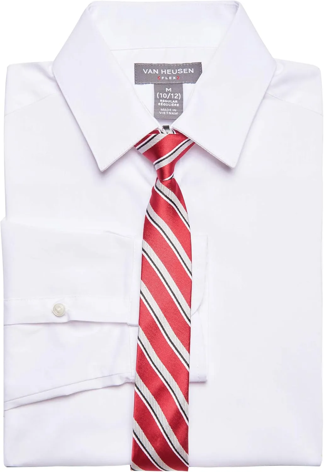Van Heusen Boys' Long Sleeve Collared Button-Down Dress Shirt and Tie Set
